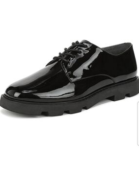 Franco Sarto Quiller Oxford Style Black Patent Derby Lug Sole Loafter Size5.5M